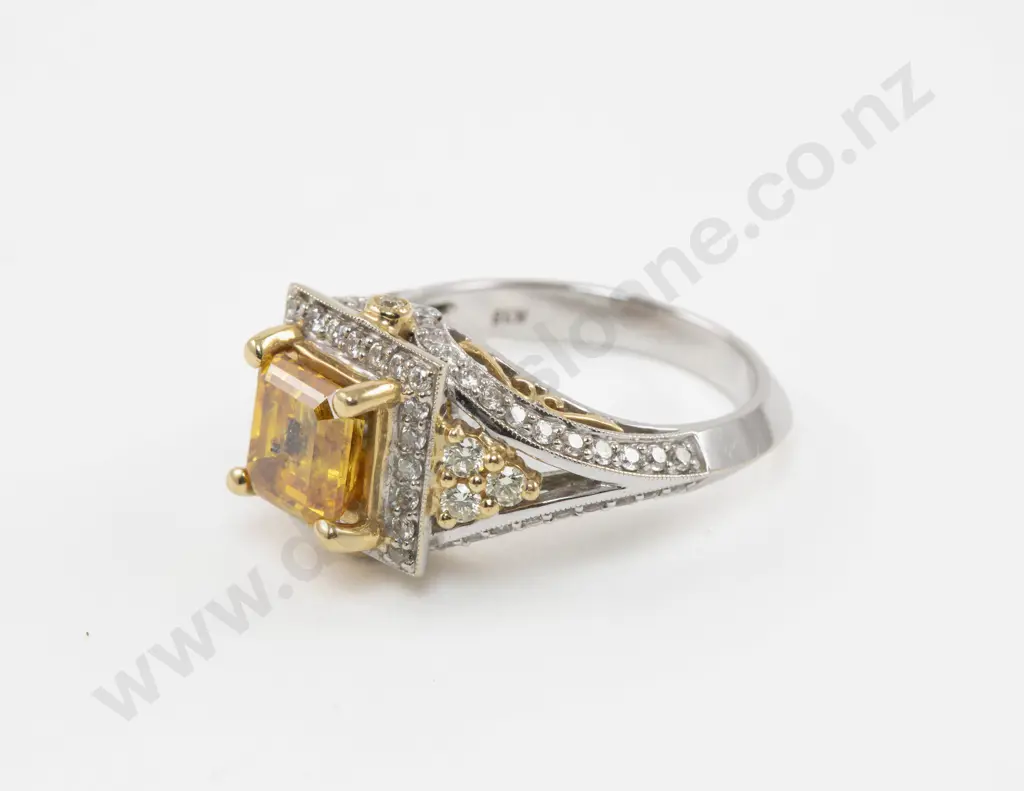 18ct Yellow and White Gold 83Stone Diamond Cluster Ring Image 1++