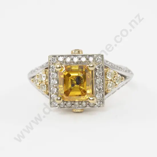 18ct Yellow and White Gold 83Stone Diamond Cluster Ring