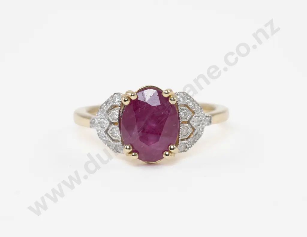 14ct 21Stone Diamond and Ruby Ring Image 1++