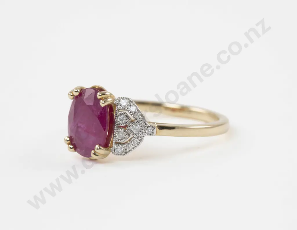 14ct 21Stone Diamond and Ruby Ring Image 1++
