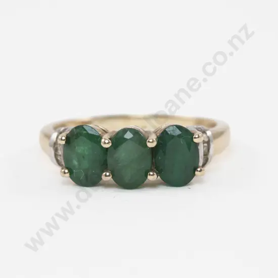 9ct Three Stone Emerald Ring