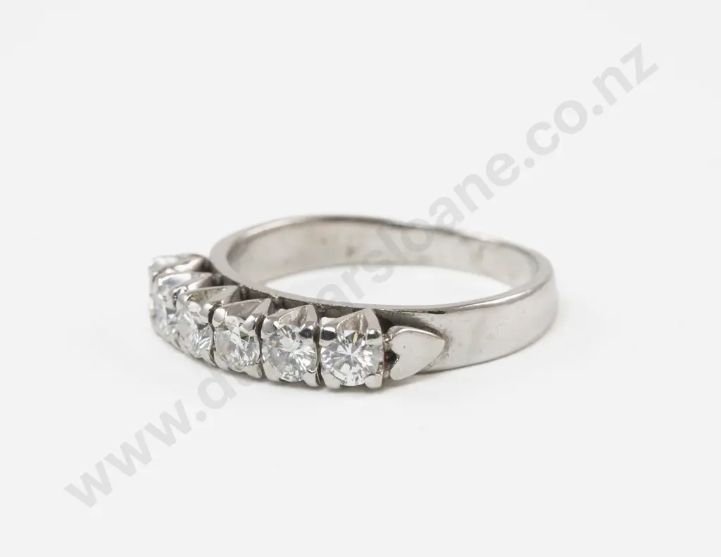18ct White Gold Six Stone Diamond Bridge Ring Image 1++