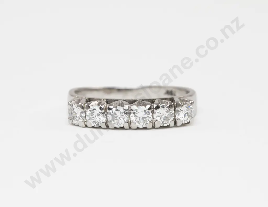 18ct White Gold Six Stone Diamond Bridge Ring Image 1++