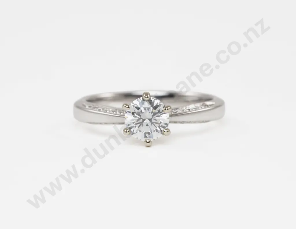 18ct White Gold Solitaire Diamond Ring Image 1++