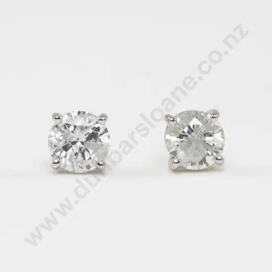 14ct White Gold Single Stone Diamond Stud Earrings