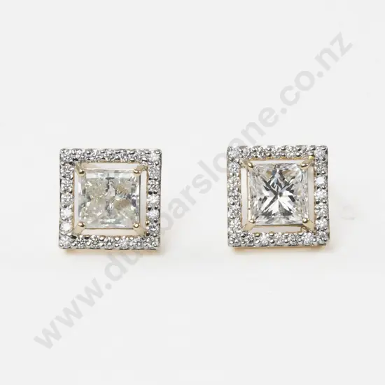 Pair 14ct 25Stone Diamond Stud Earrings