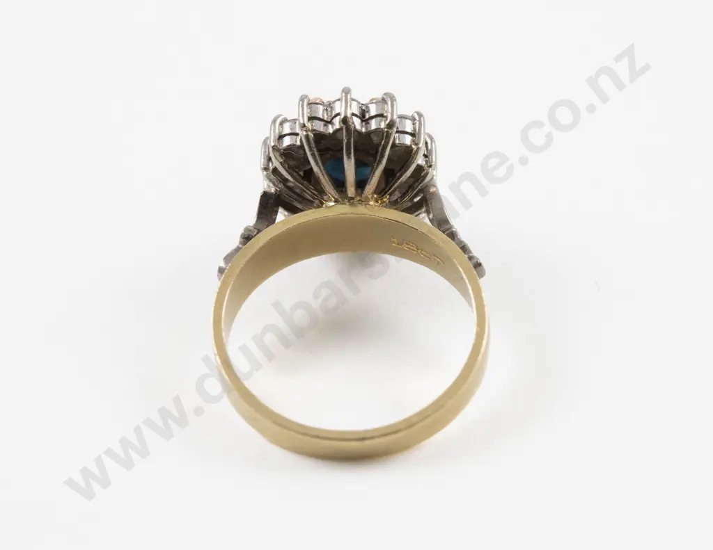 18ct 15Stone Diamond and Sapphire Cluster Ring Image 1++