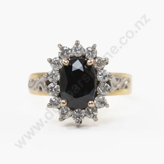 18ct 15Stone Diamond and Sapphire Cluster Ring
