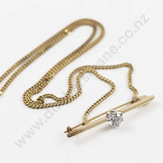 18ct Single Diamond Bar Brooch