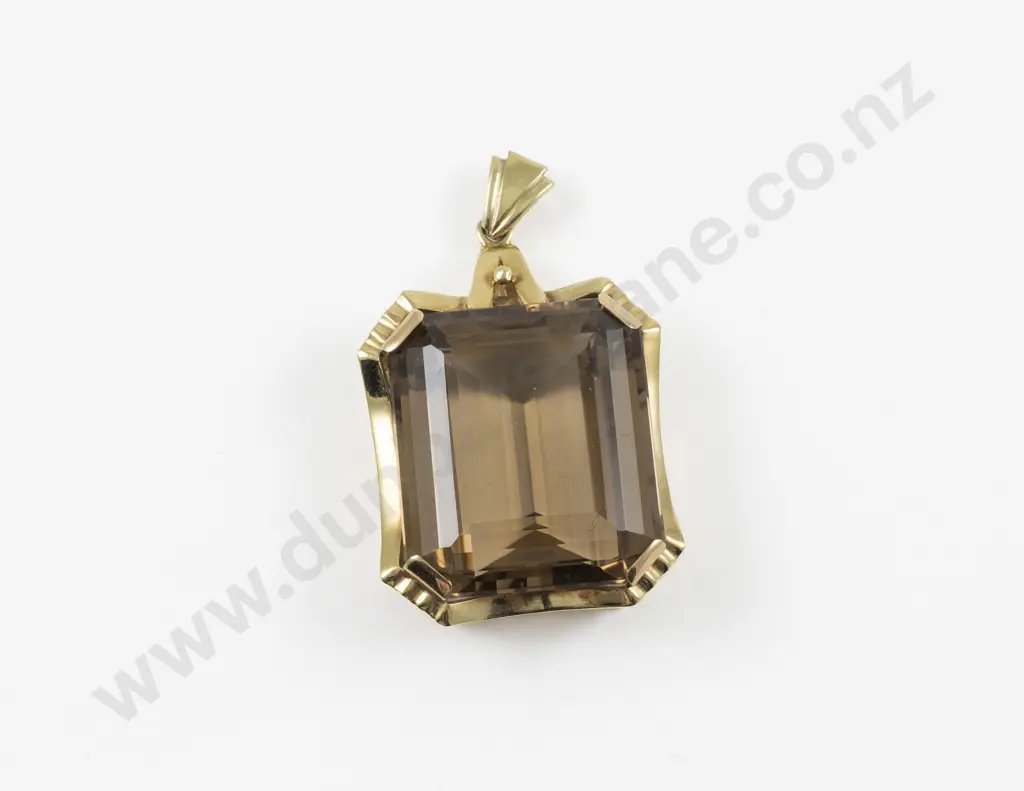 14ct Single Stone Smoky Quartz Pendant Image 1++