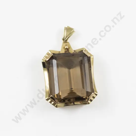 14ct Single Stone Smoky Quartz Pendant