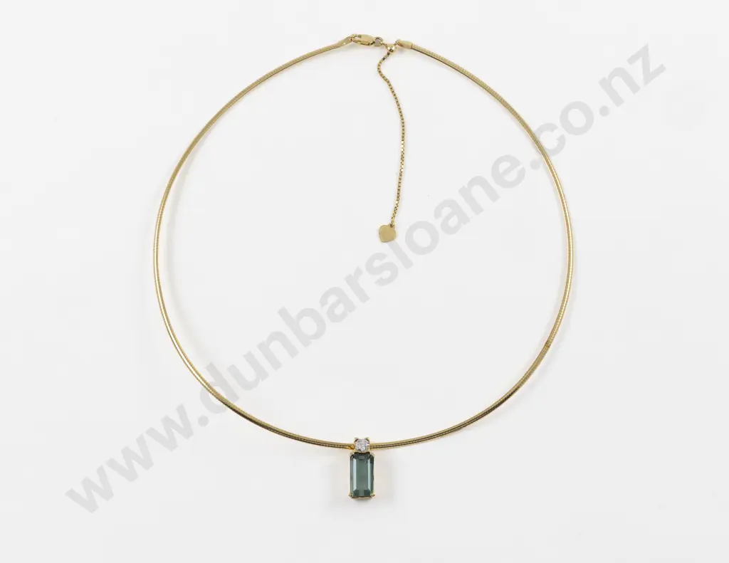 18ct Two Stone Diamond and Tourmaline Pendant Image 1++