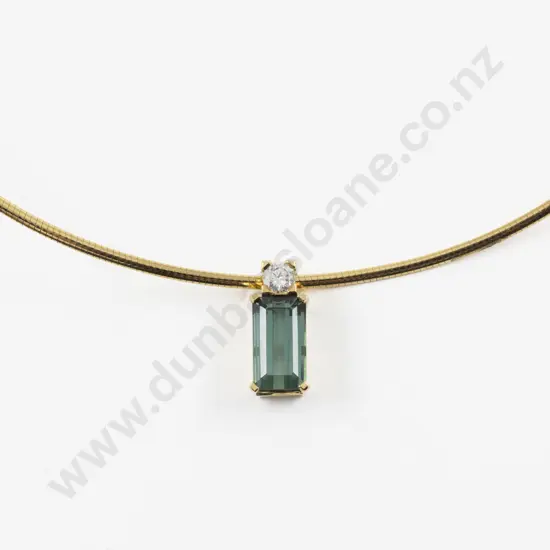 18ct Two Stone Diamond and Tourmaline Pendant