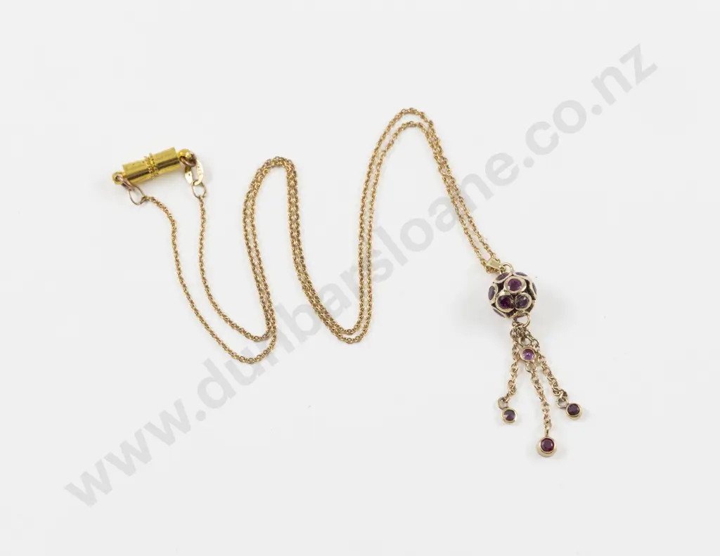 9ct 17Stone Ruby Ball Pendant Image 1++