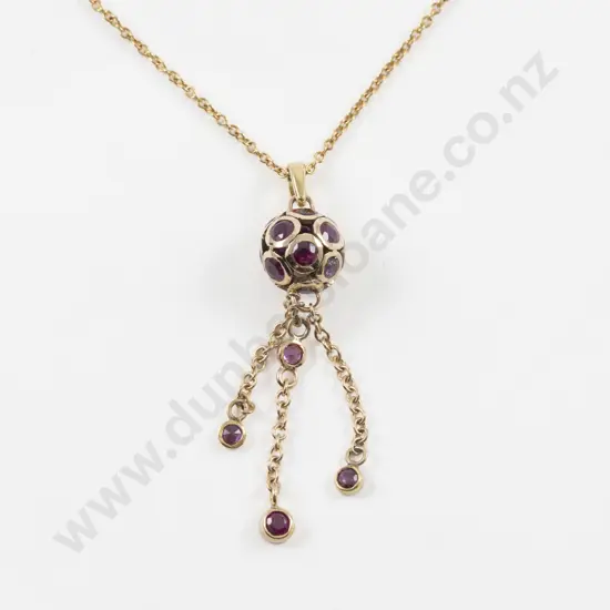 9ct 17Stone Ruby Ball Pendant