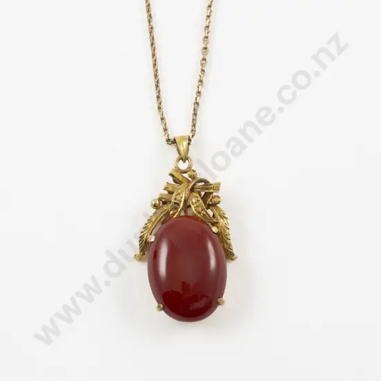 9ct Single Stone Coral Pendant