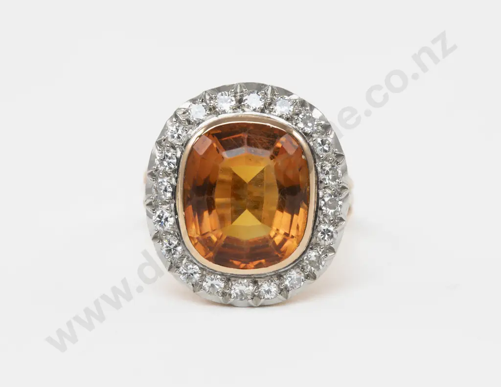 18ct 21Stone Diamond and Madeira Citrine Cluster Ring Image 1++