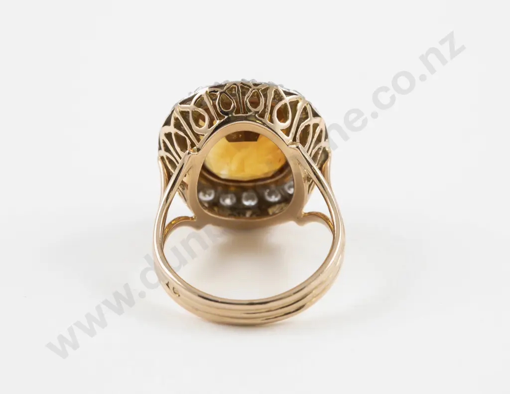 18ct 21Stone Diamond and Madeira Citrine Cluster Ring Image 1++
