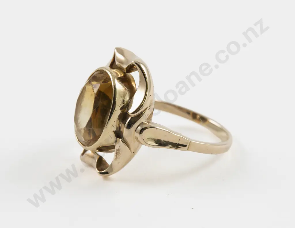 14ct Single Stone Citrine Dress Ring Image 1++
