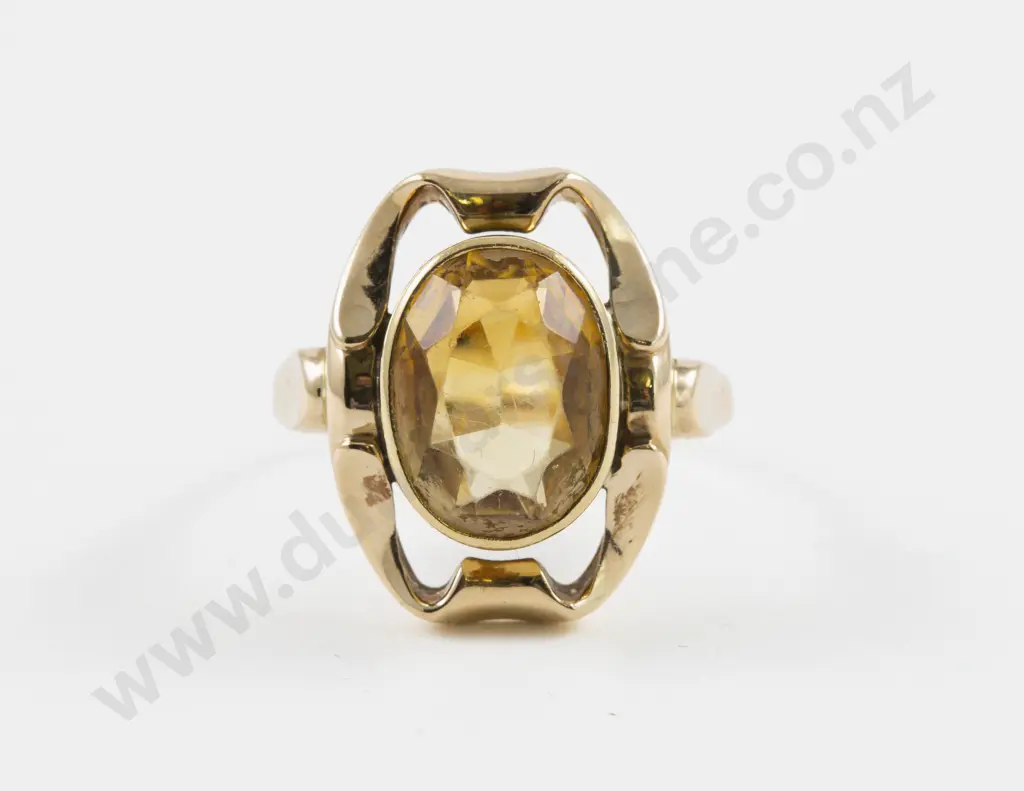 14ct Single Stone Citrine Dress Ring Image 1++