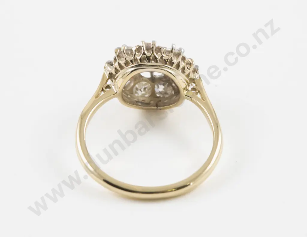 18ct Yellow and White Gold Ten Stone Diamond Cluster Ring Image 1++