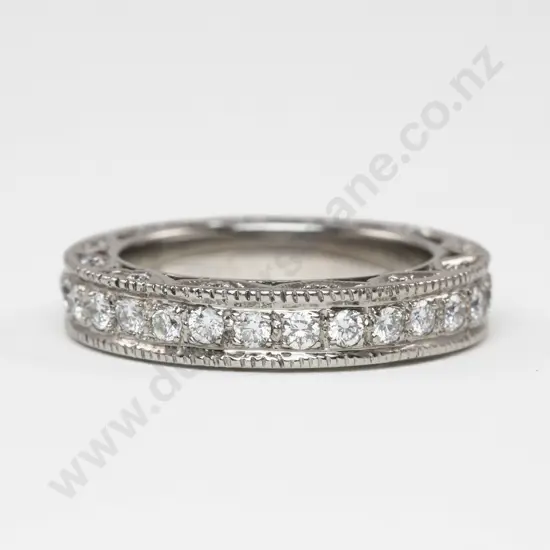 18ct White Gold 52Stone Dimaond Band Ring
