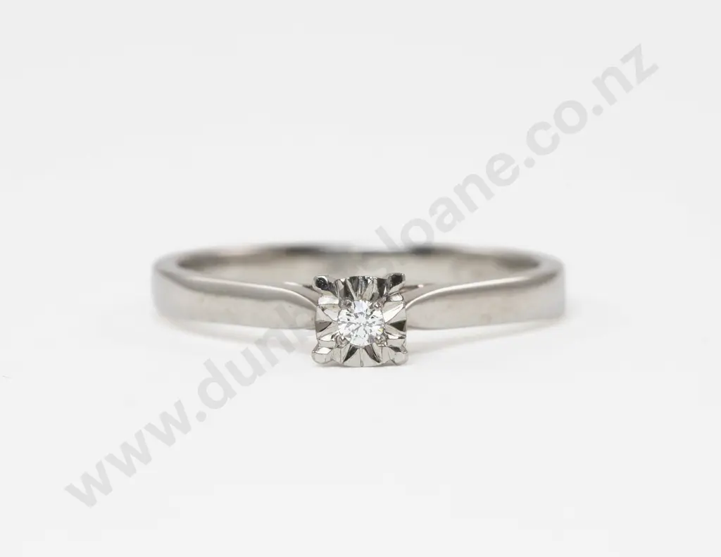 18ct White Gold Solitaire Diamond Ring Image 1++