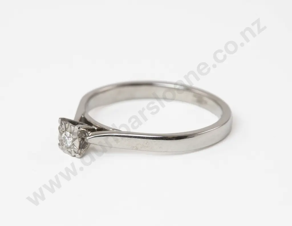 18ct White Gold Solitaire Diamond Ring Image 1++