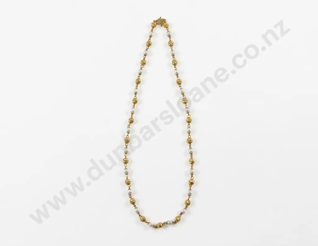 22ct Gold Bead and Cultured Pearl Necklace Image 1++