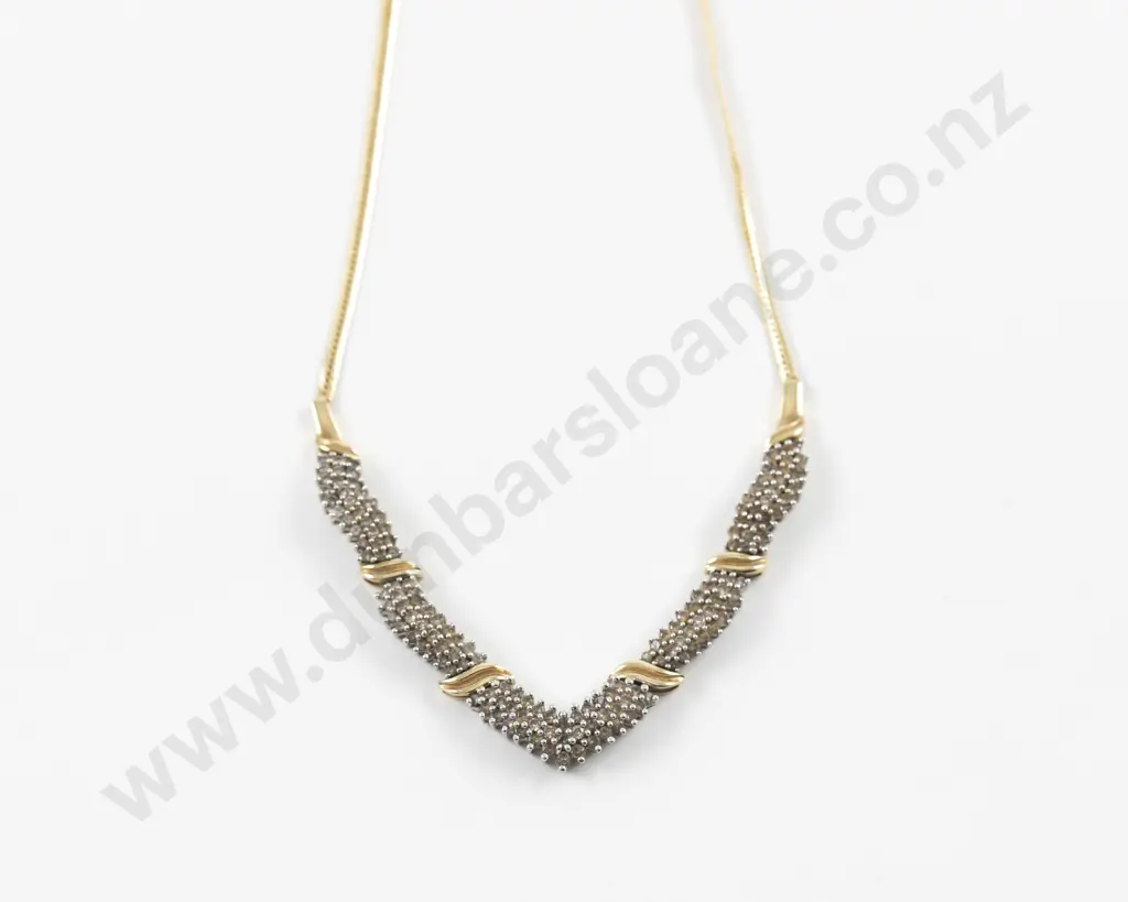 10ct 151Stone Diamond Cluster Necklace Image 1++
