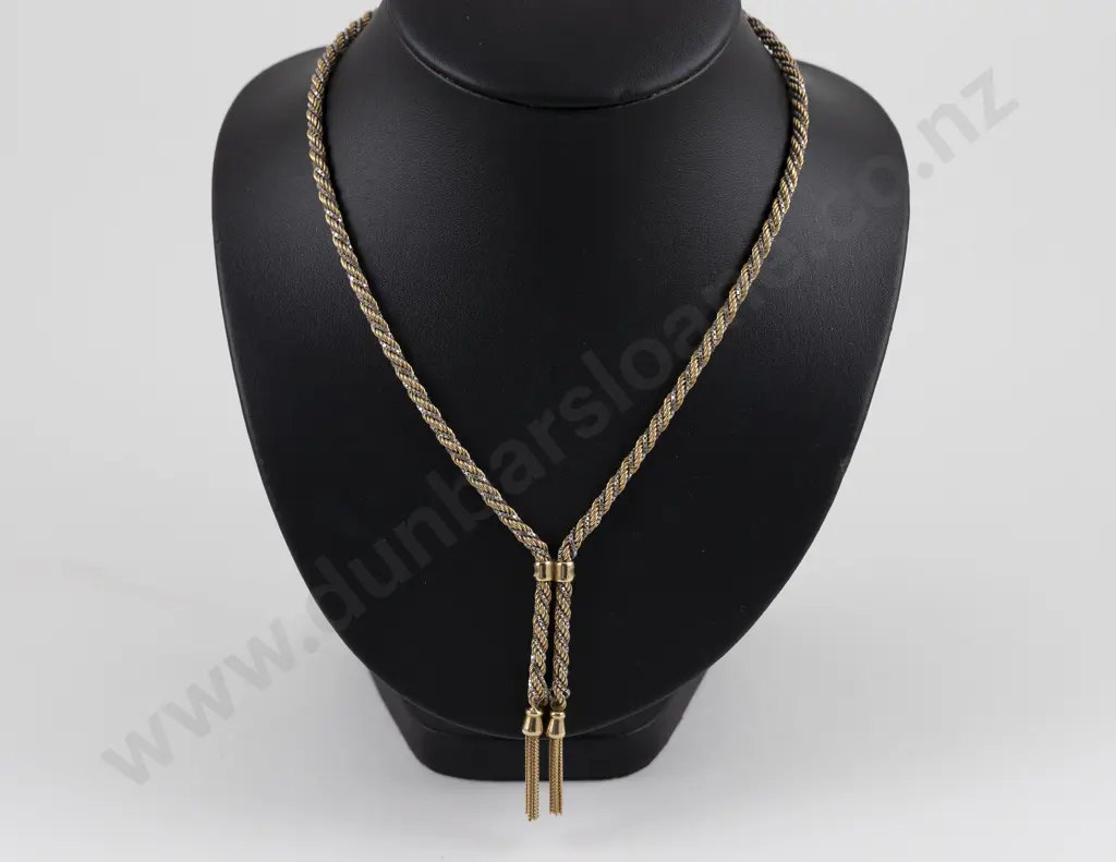 9ct Yellow and White Gold Fancy Link Necklace Image 1++