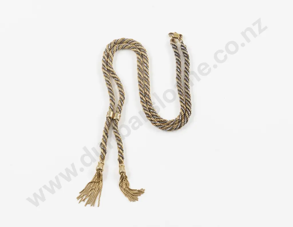 9ct Yellow and White Gold Fancy Link Necklace Image 1++