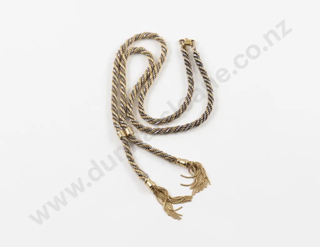 9ct Yellow and White Gold Fancy Link Necklace Image 1++