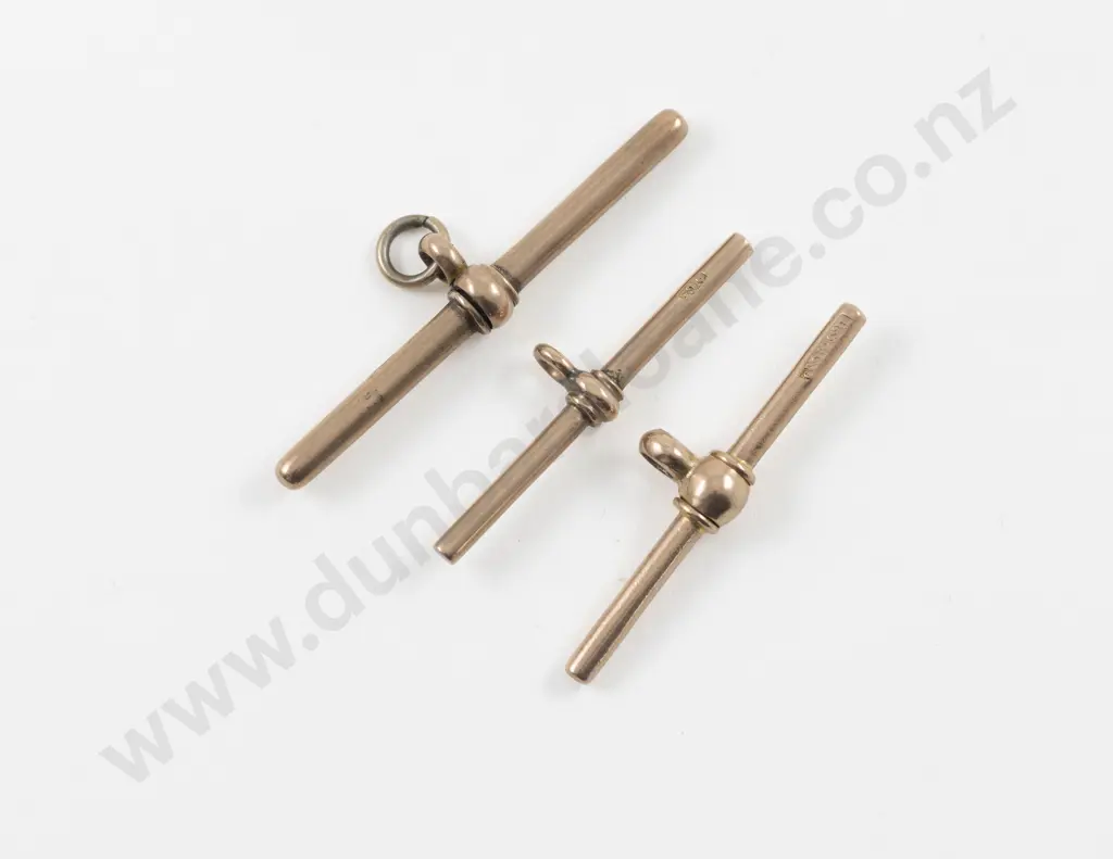 Three Edwardian 9ct Pocket Watch Chain T Bar Fittings Image 1++