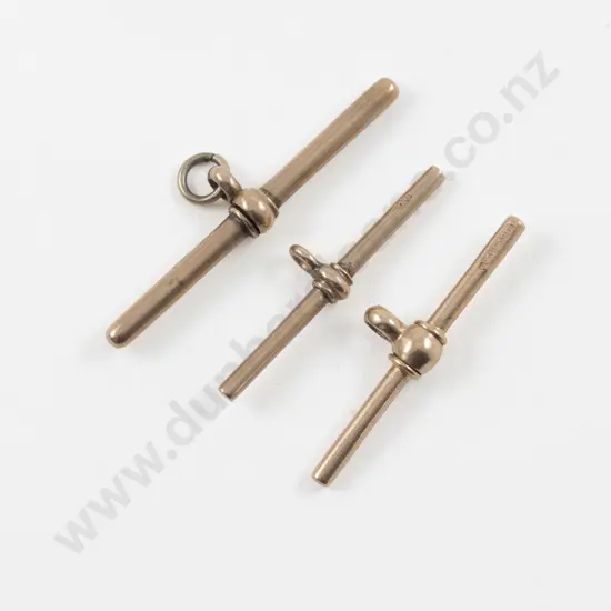 Three Edwardian 9ct Pocket Watch Chain T Bar Fittings