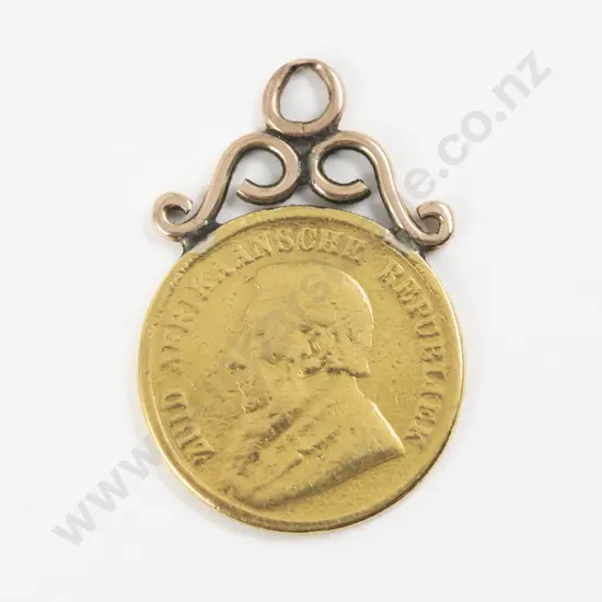 9ct Mounted 1894 South African Republic One Pond Gold Coin Pendant