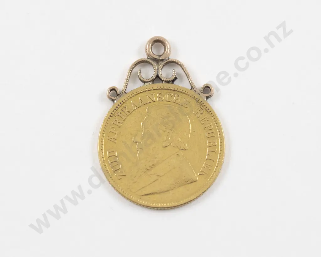 9ct Mounted 1894 South African Republic Half Pond Gold Coin Image 1++
