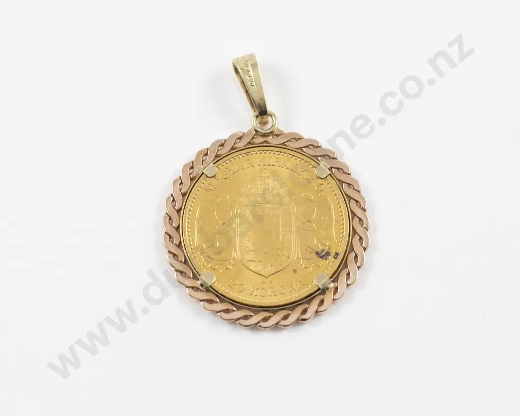 14ct Mounted 1913 Hungarian 10 Korona Gold Coin Pendant Image 1++