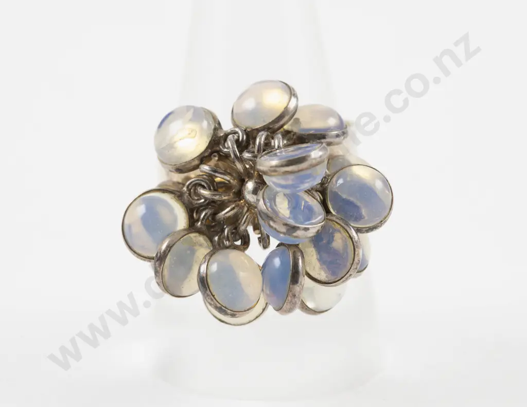 S/S Moonstone Floral Cluster Dress Ring Image 1++