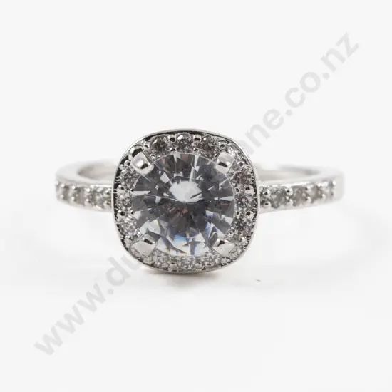 S/S Clear Crystal Cluster Ring