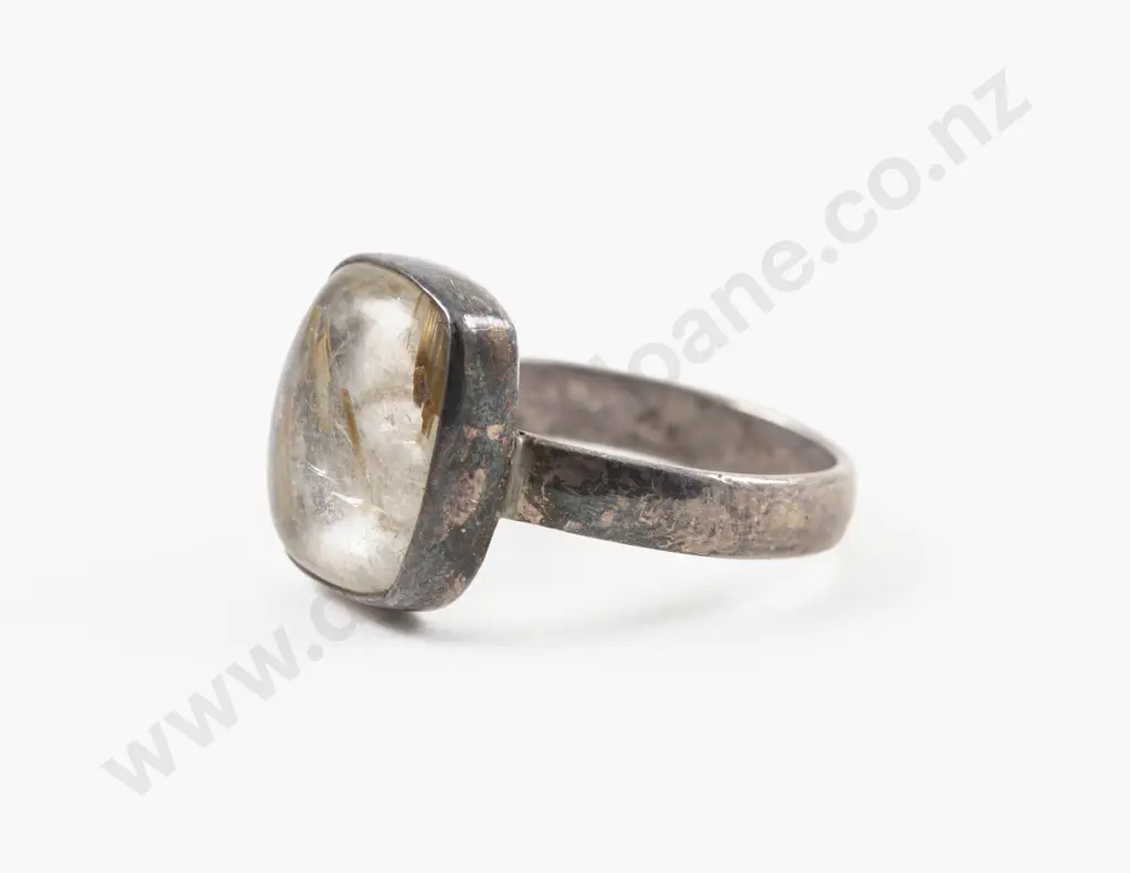 S/S Single Stone Quartz Ring Image 1++