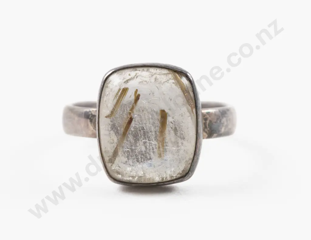 S/S Single Stone Quartz Ring Image 1++