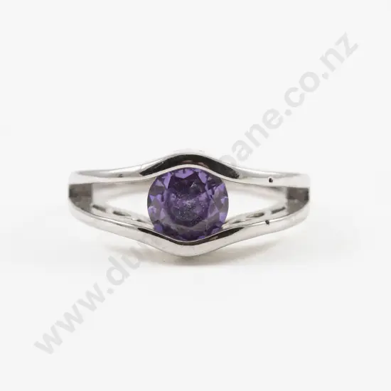 S/S Single Stone Amethyst Ring