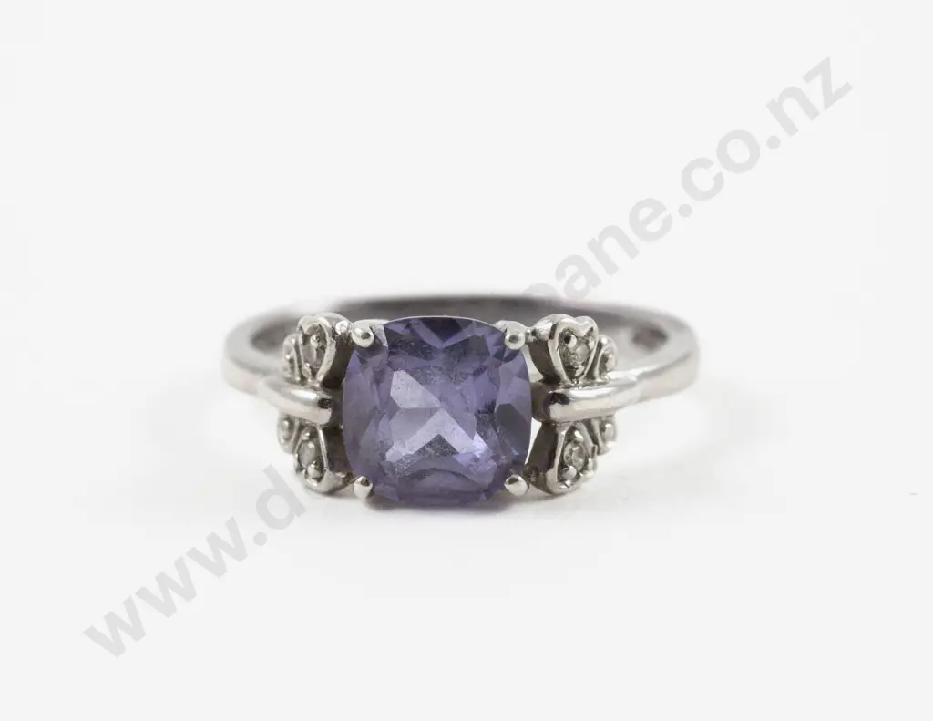 S/S Single Blue/Purple Crystal Ring Image 1++
