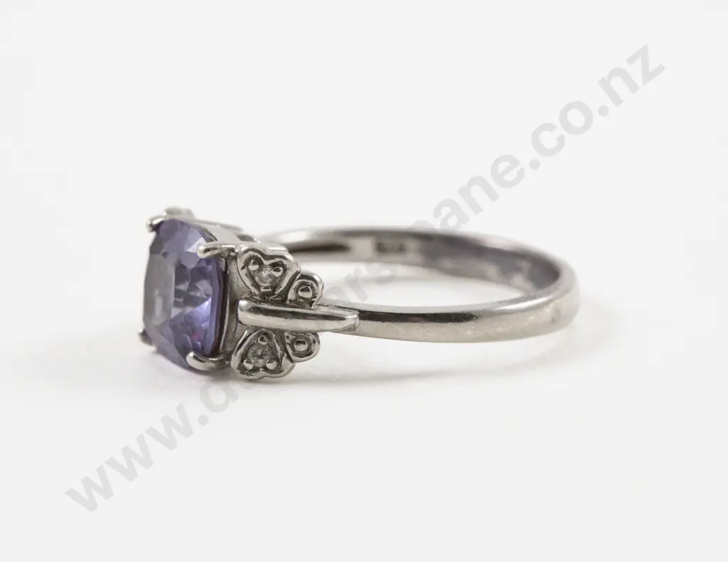 S/S Single Blue/Purple Crystal Ring Image 1++