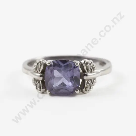 S/S Single Blue/Purple Crystal Ring