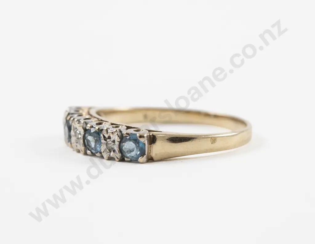 9ct Seven Stone Diamond and Topaz Ring Image 1++