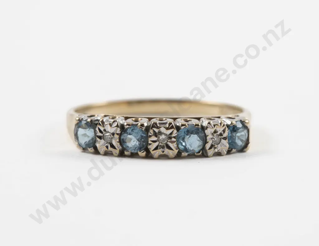 9ct Seven Stone Diamond and Topaz Ring Image 1++