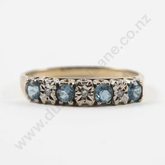 9ct Seven Stone Diamond and Topaz Ring