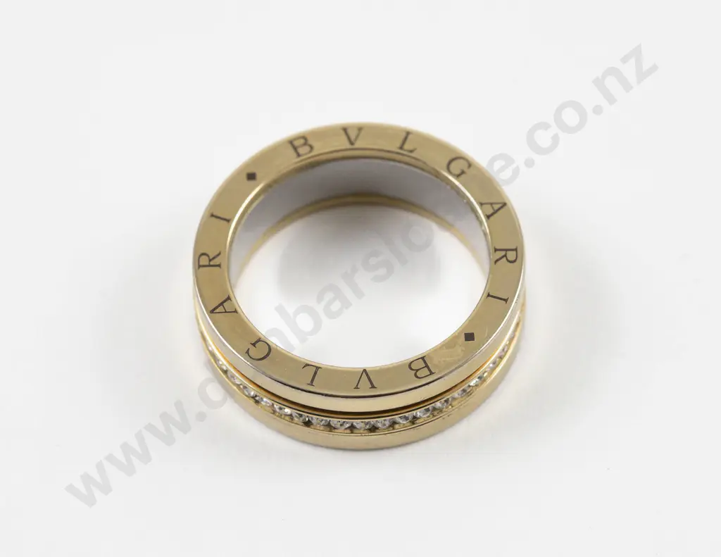 Faux Bvlgari Gold Plated Crystal Set Band Ring Image 1++